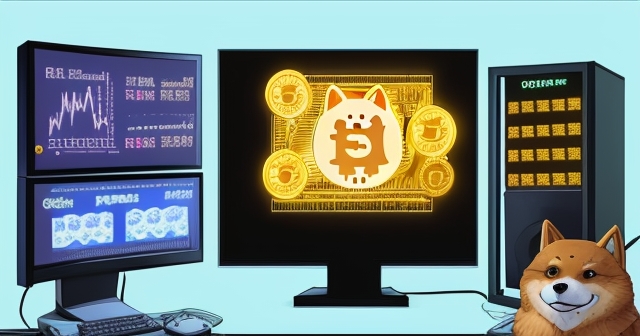 一位使用電腦挖掘狗狗幣的礦工