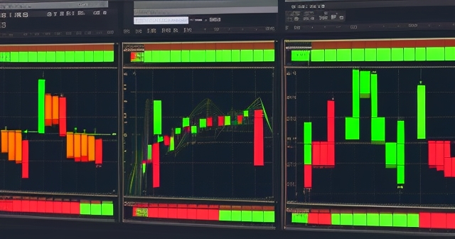 顯示 Renko 圖表與傳統 K 線圖的比較