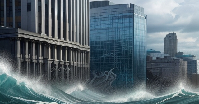 中央銀行大廈與雲層
