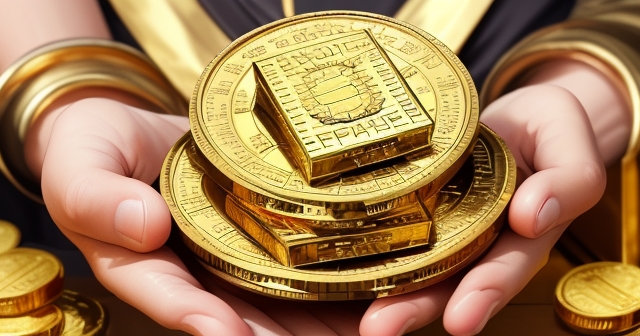 高堆疊的金條，象徵著財富