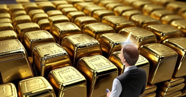 金條疊放在金庫裡