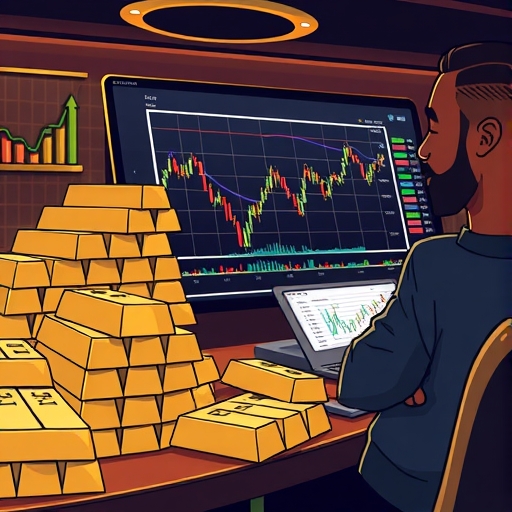 一位投資者分析貴金屬的圖表和報告