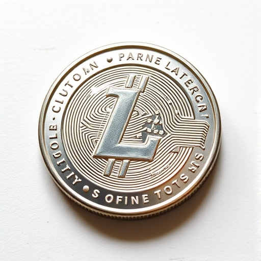 一枚帶金屬光澤的萊特幣硬幣