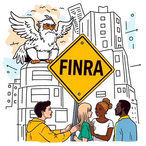 一位守護者象徵著 FINRA 監督繁忙的證券市場