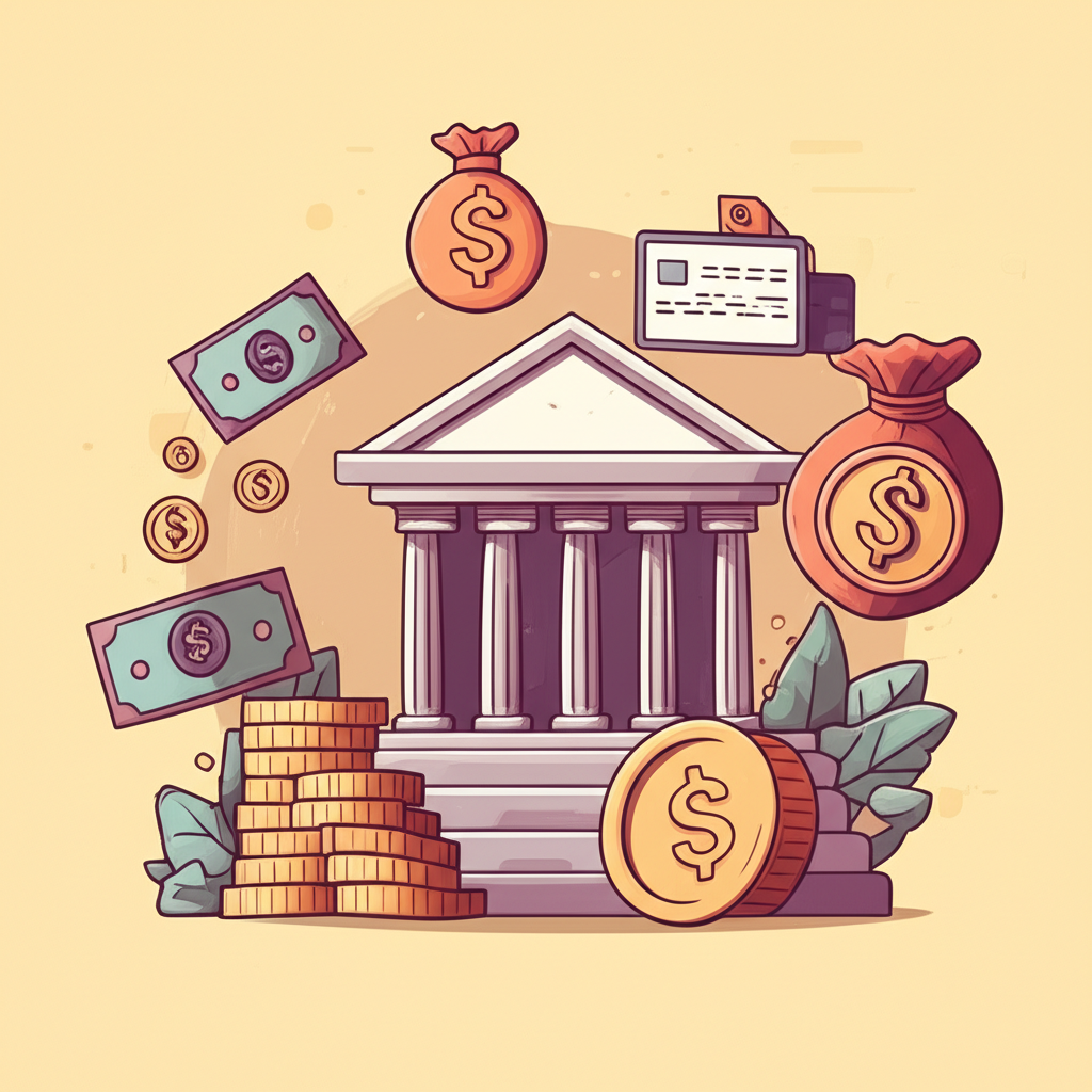 一棟現代銀行建築外觀，象徵金融機構服務