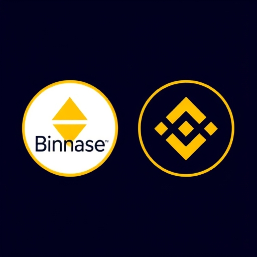 幣安與 Coinbase 標誌的插圖，展現兩者並列