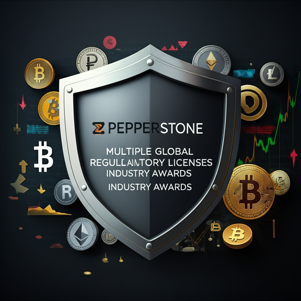 Pepperstone 多重監管與金融資產保障示意圖，象徵安全與信賴