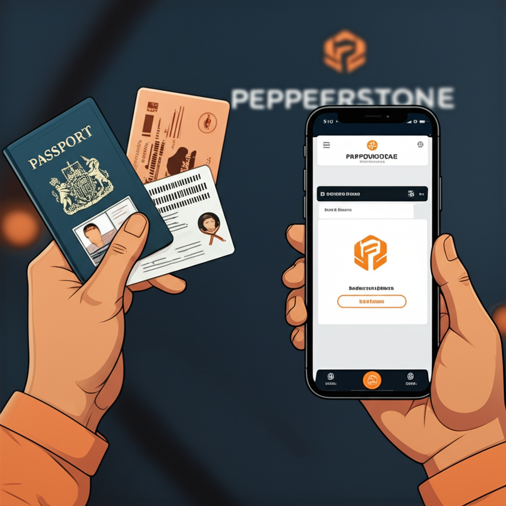 Pepperstone 開戶所需文件示意圖，包含護照、身分證、帳單與電子郵件驗證