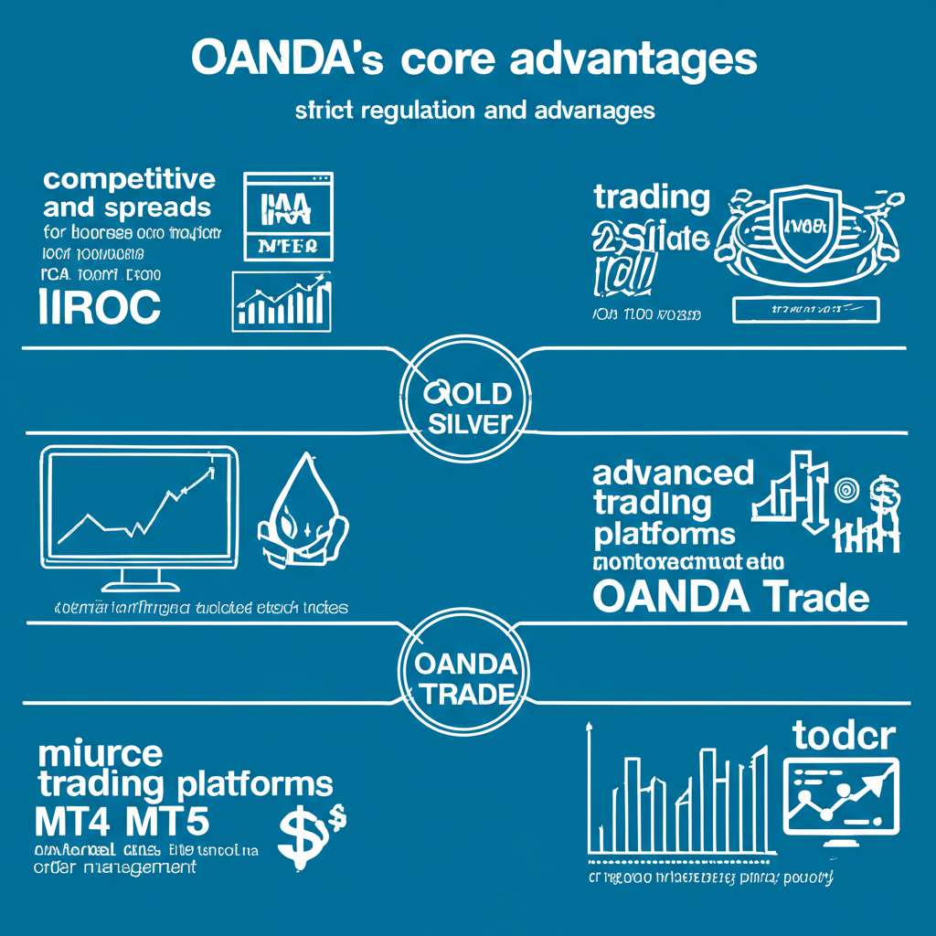 OANDA核心優勢包括嚴格監管、競爭性點差、多樣化產品、先進交易平台與獨家分析工具