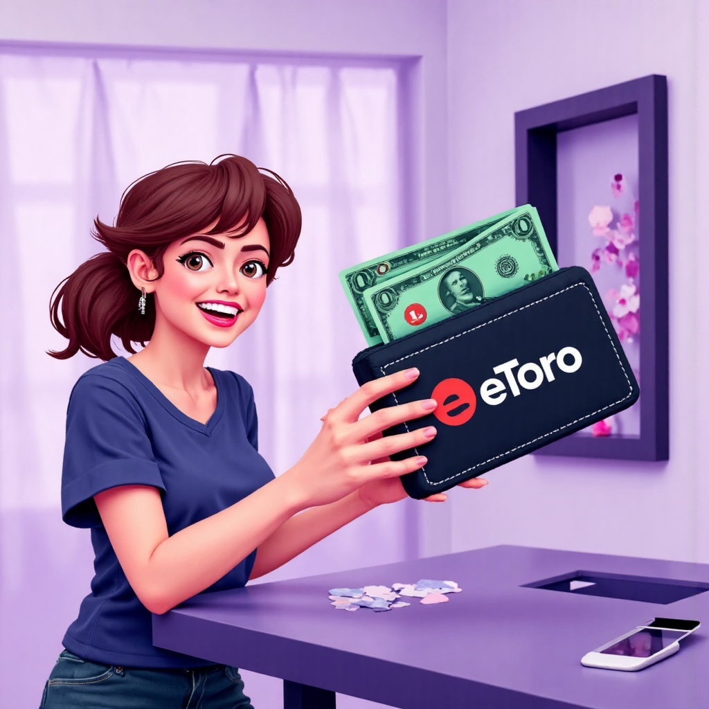 eToro 平台入金示意圖，投資人快樂存入資金至數位錢包