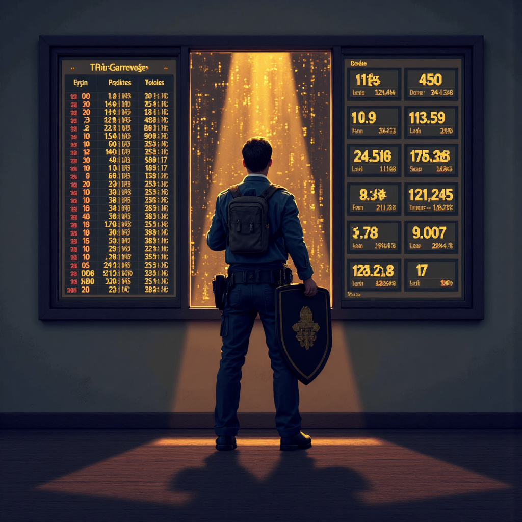 IC Markets 監管安全像素藝術:守護盾牌保護交易圖表與貨幣符號,營造信任氛圍