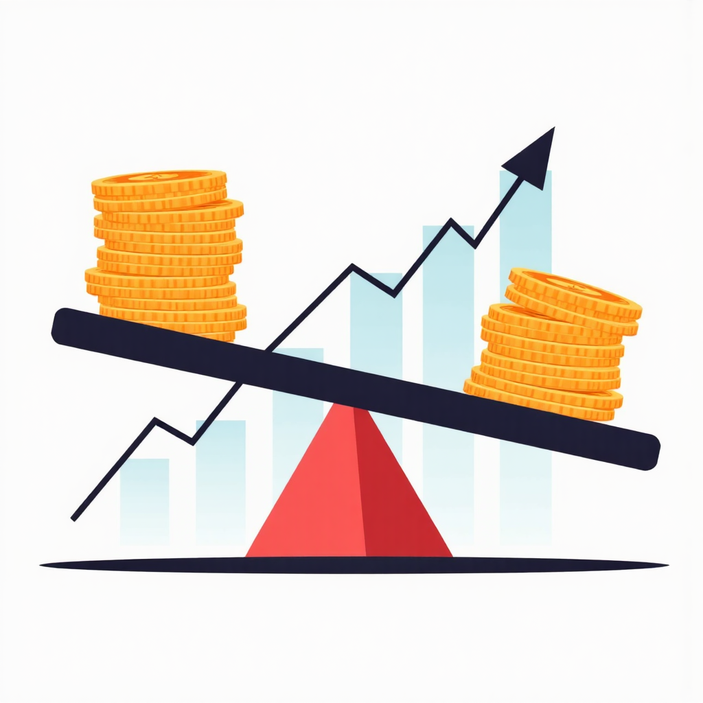 槓桿交易的雙面刃示意圖,象徵收益與風險的平衡